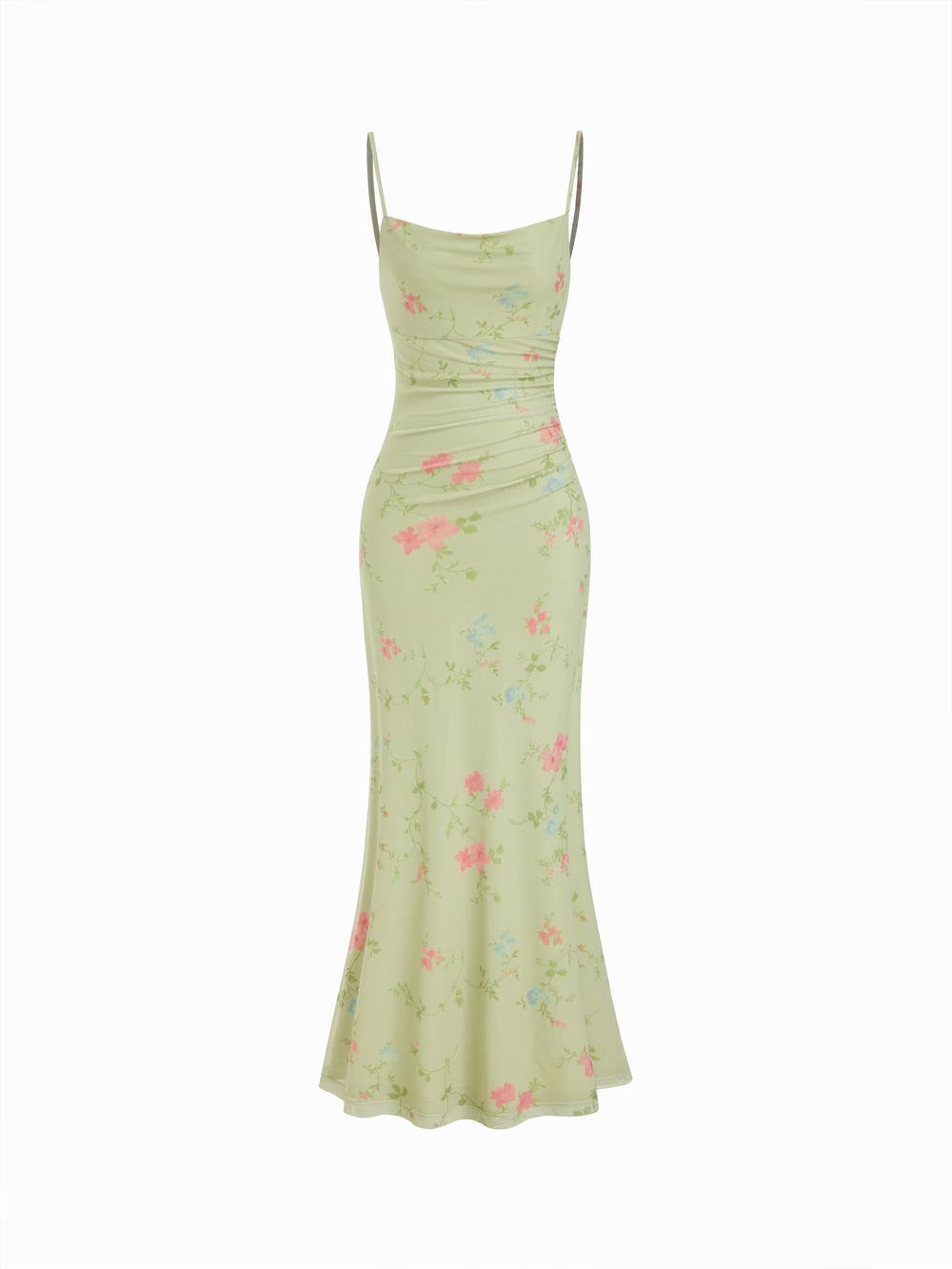 Cider Pastel Green Floral Slip Maxi Dress